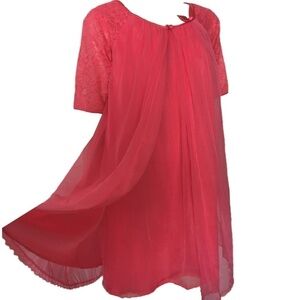 VINTAGE Vanity Fair Peignoir Set Double Chiffon Nightgown Robe Négligée Nylon